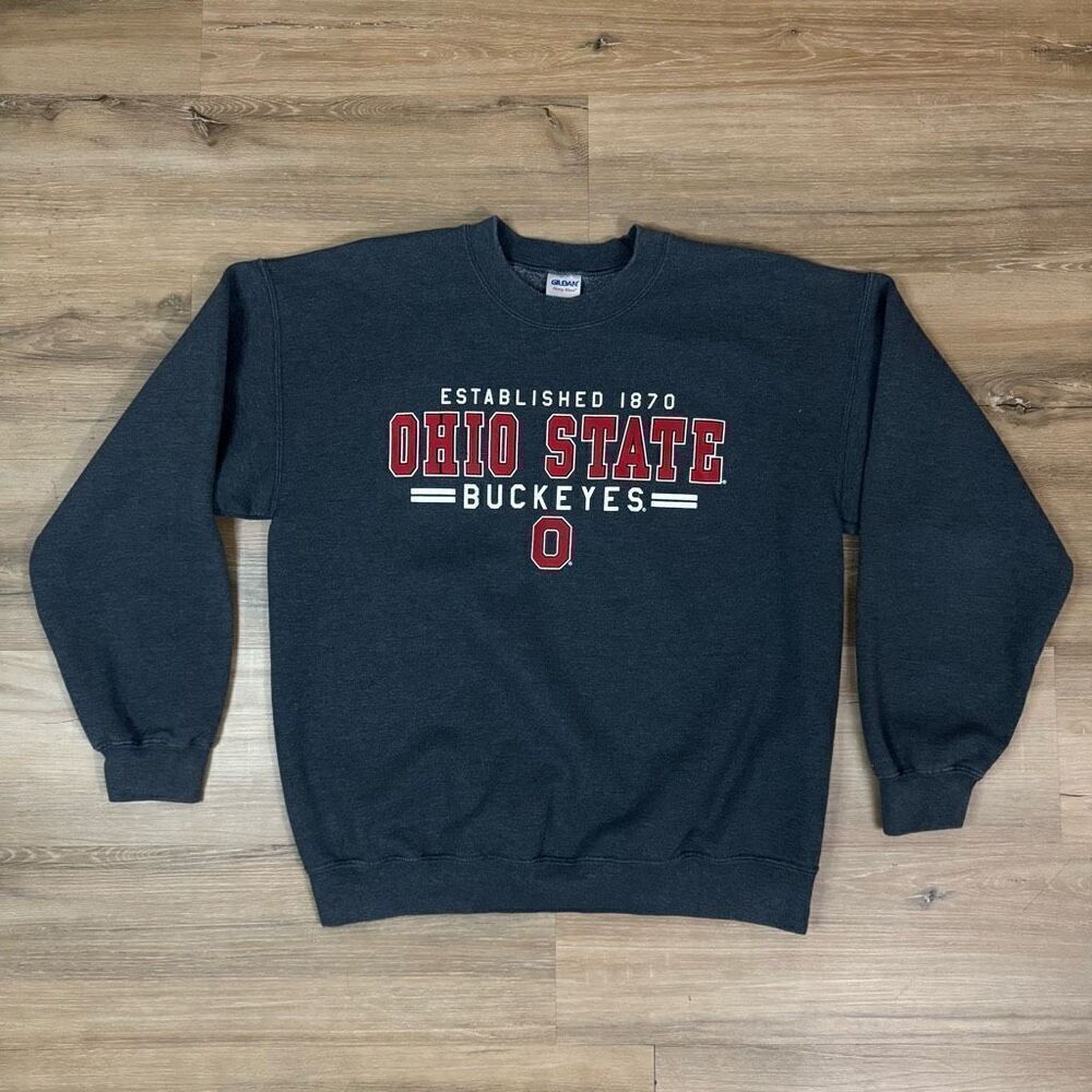 Ohio State Buckeyes Crewneck Sweatshirt L Charcoal Gray Classic Casual College